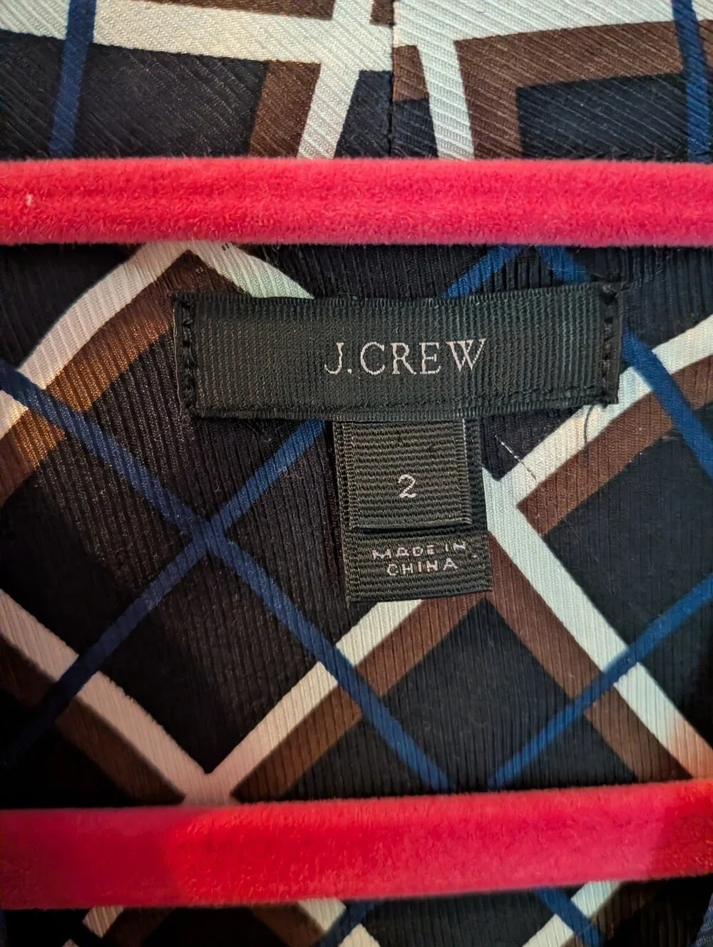 J. Crew Silk Twill Top in Windowpane Black Brown Sleeveless V-Neck - Size 2